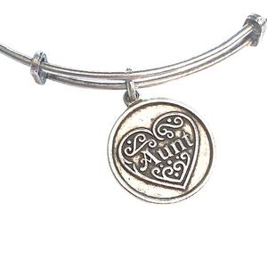 Alex and Ani Silver Aunt Heart Charm Bracelet